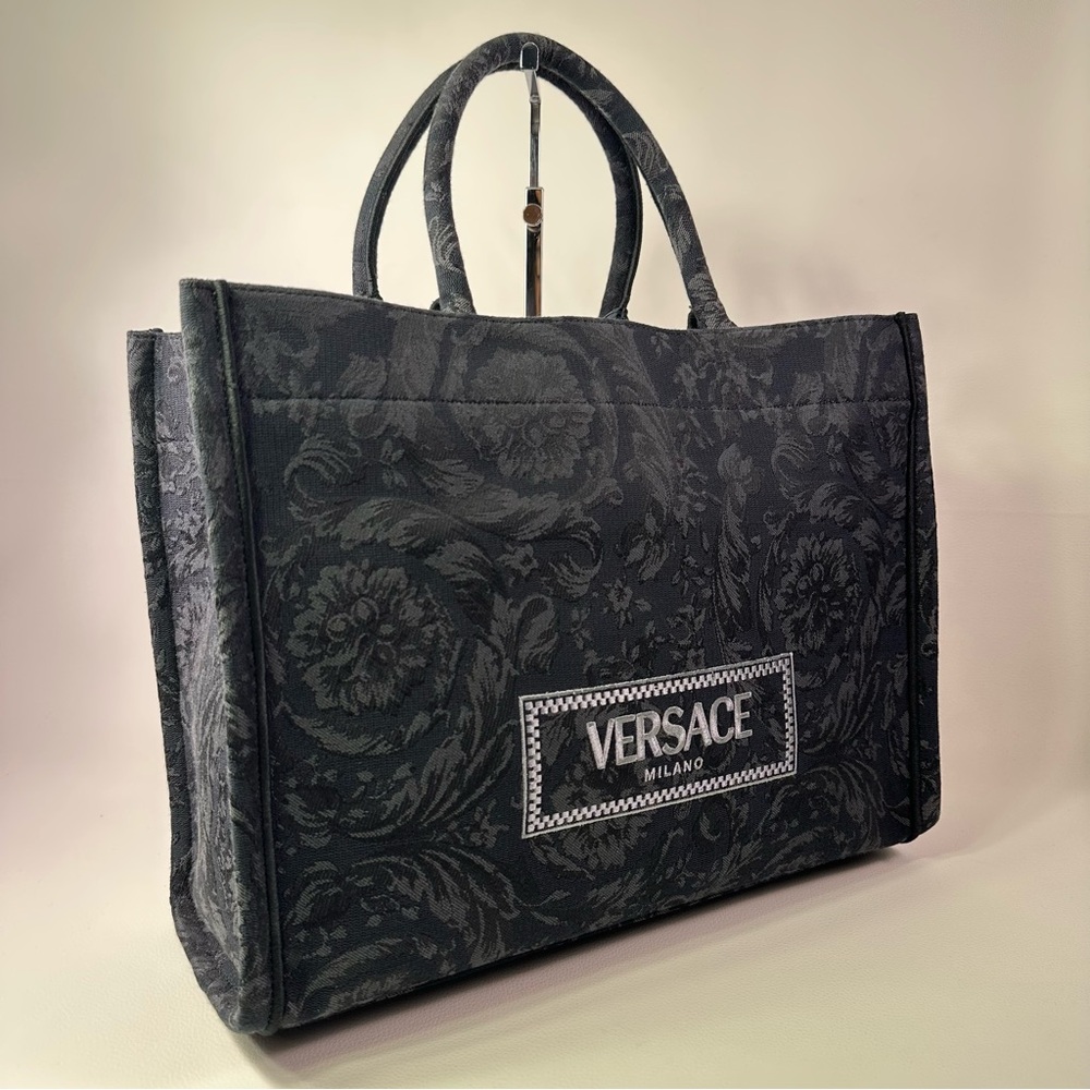 NEW! Versace Barocco Athena Medium Tote Black/Gray - Picture 2 of 12